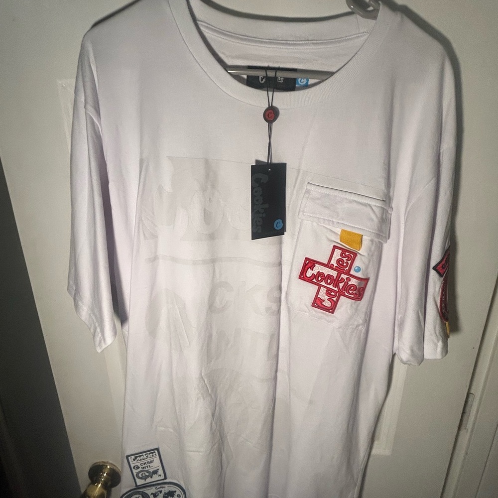 Cookies White Tee with Red and Yellow Accents